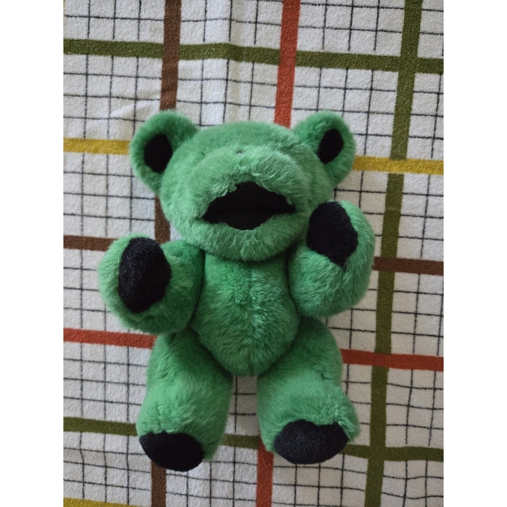 Vtg Grateful Dead Green Plush Bear, Green, Jointed Liquid Blue Steven Smith 12"